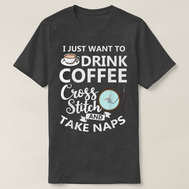 Kor Stitch räknade Mönster Beginner Alphabet Nee T Shirt (Design framsida)