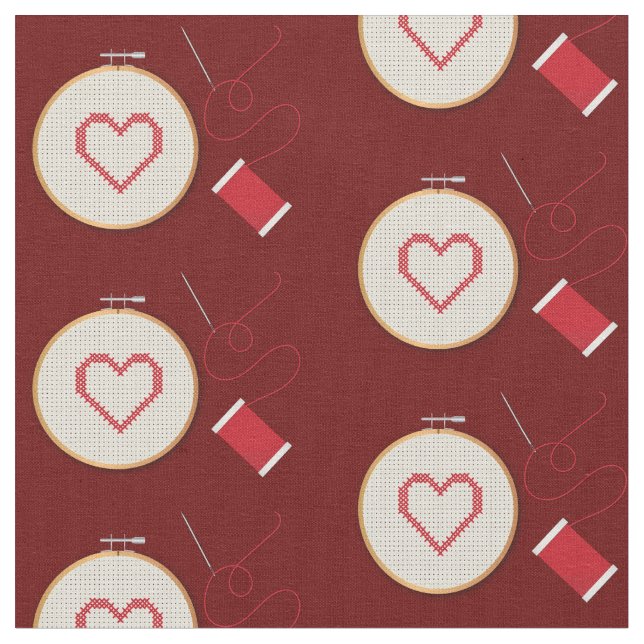 Kor Stitch Sewing Heart Tyg (Närbild)