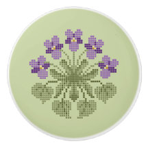 Kor-Stitch Violets Ceramic Knob