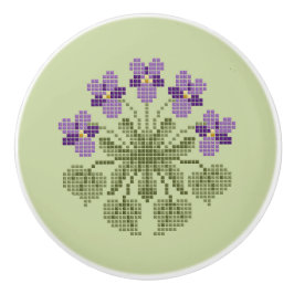 Kor-Stitch Violets Ceramic Knob Knopp