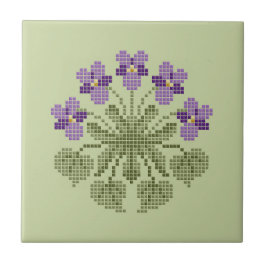 "Kor Stitch" Violets Ceramic Tile Kakelplatta