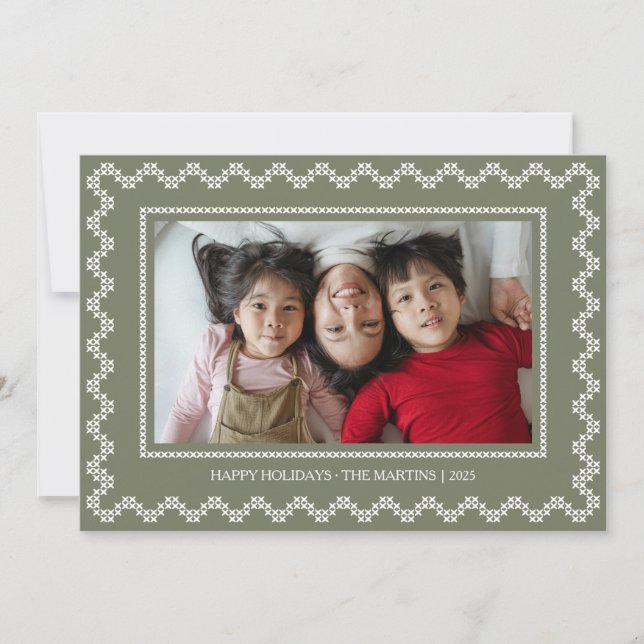 Kor stygn ram glad helg julkort (Framsida)