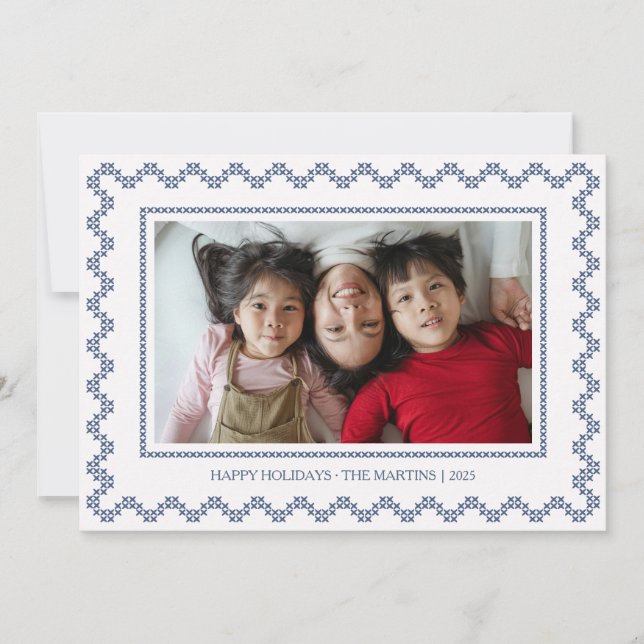 Kor stygn ram glad helg julkort (Framsida)