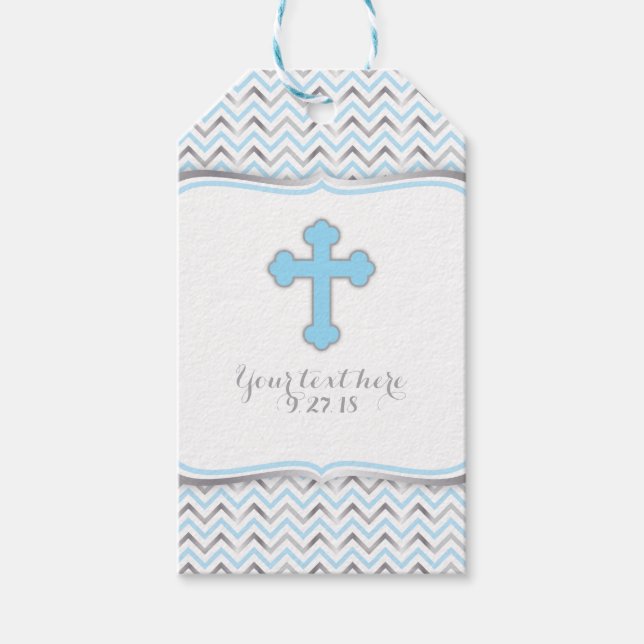 Kor Tack Gift Märkre-Blue & Silver Presentetikett (Framsidan)