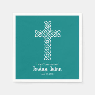 Kor   Teal Communion Baptism Christening Pappersservett