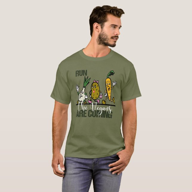Kör vegansna är kommande grönsaker t shirt (Hel framsida)