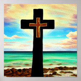 Kor vid kusten vid soluppgången Poster