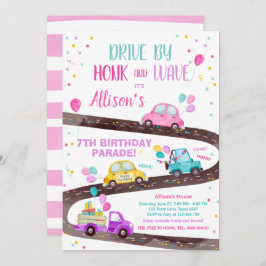 Kör vidare med födelsedagsdisken Parad Party Rosa Inbjudningar