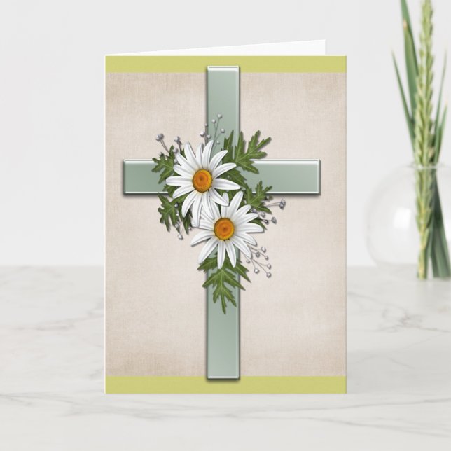 Kor w Daisy Flowers Christian Greeting Card Kort (Framsida)
