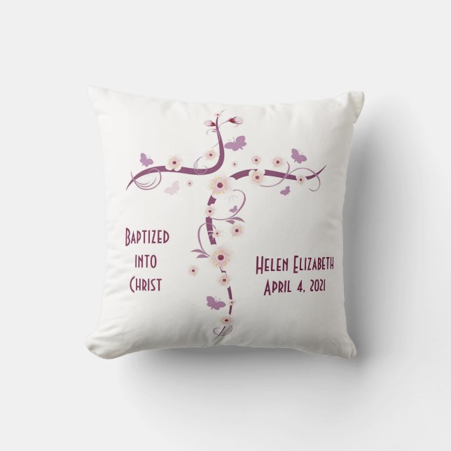 Kor w/Flower Buttery BaptIsmal Keepsaké Pillow Kudde (Framsida)