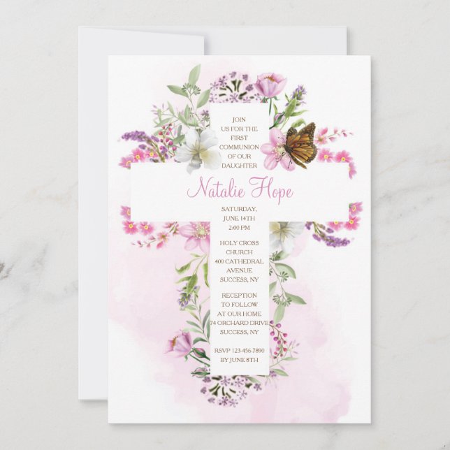 Kor with Flowers Religiösa Inbjudningar (Framsida)