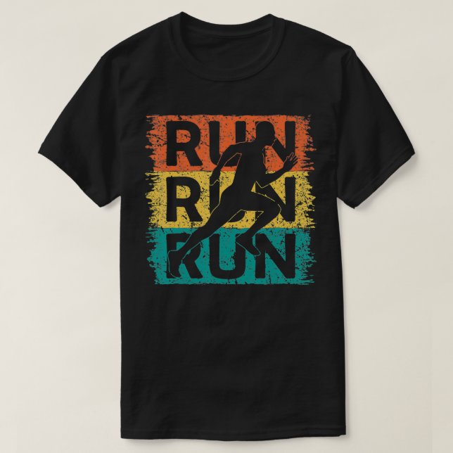 Köra Älskare Coola Retro Springa Marathon Springer T Shirt (Design framsida)