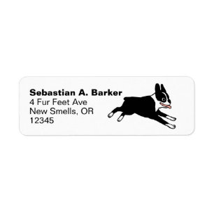 Köra Boston Terrier Tecknad hund Returadress Etikett