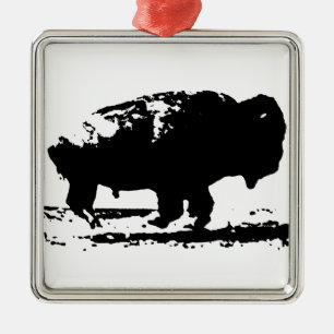 Köra Buffalo Bison Pop Art Julgransprydnad Metall