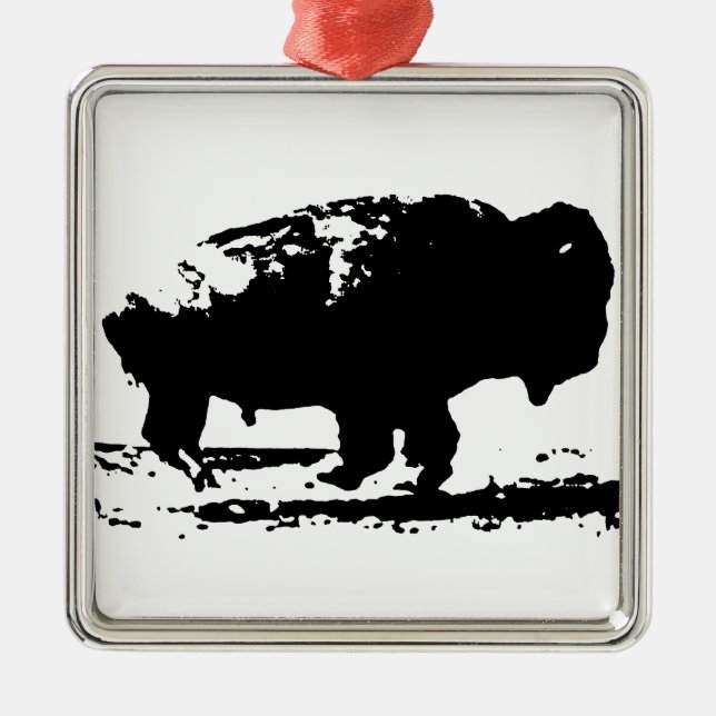 Köra Buffalo Bison Pop Art Julgransprydnad Metall (Framsidan)