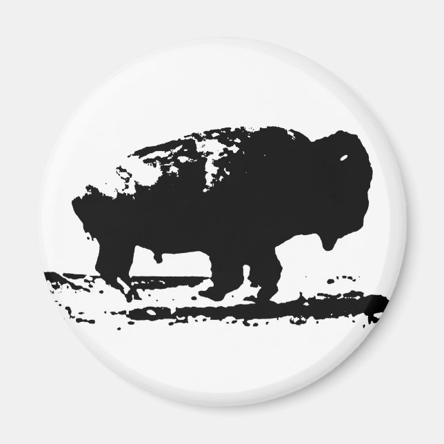 Köra Buffalo Bison Pop Art Magnet (Framsidan)