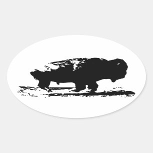Köra Buffalo Bison Pop Art Ovalt Klistermärke