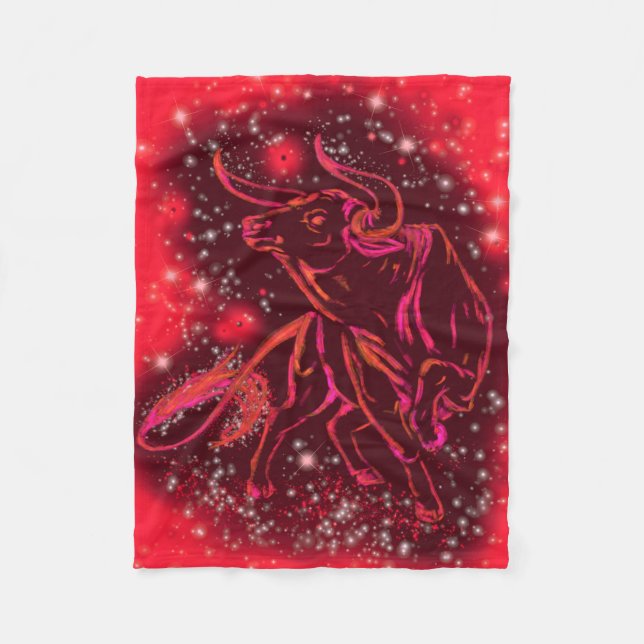 Köra Bull Fleece Blanket Red Starry Natt (Framsidan)