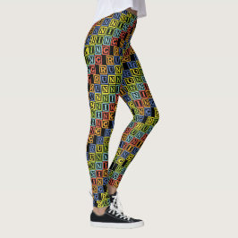 Köra coola-fritid med flera färger i brev leggings