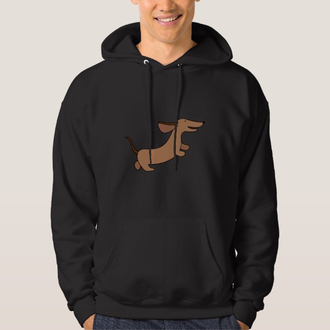 Köra Dachshund Sause Hund Illustrated Hoodie (Framsida)