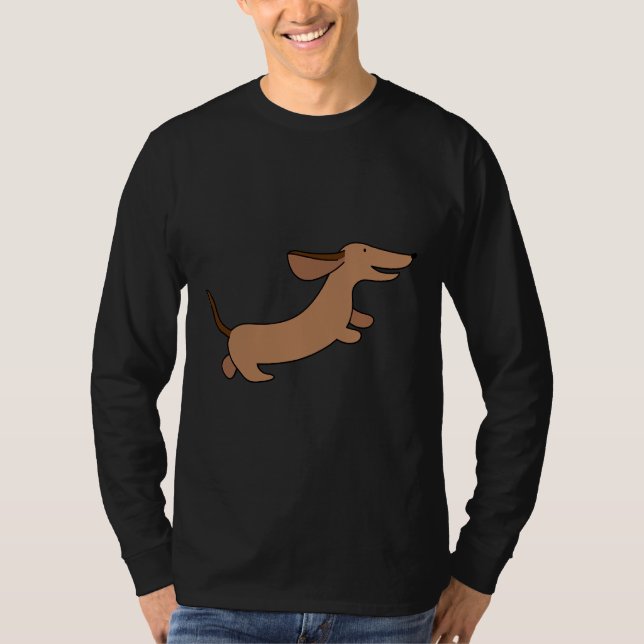 Köra Dachshund Sause Hund Illustrated T Shirt (Framsida)