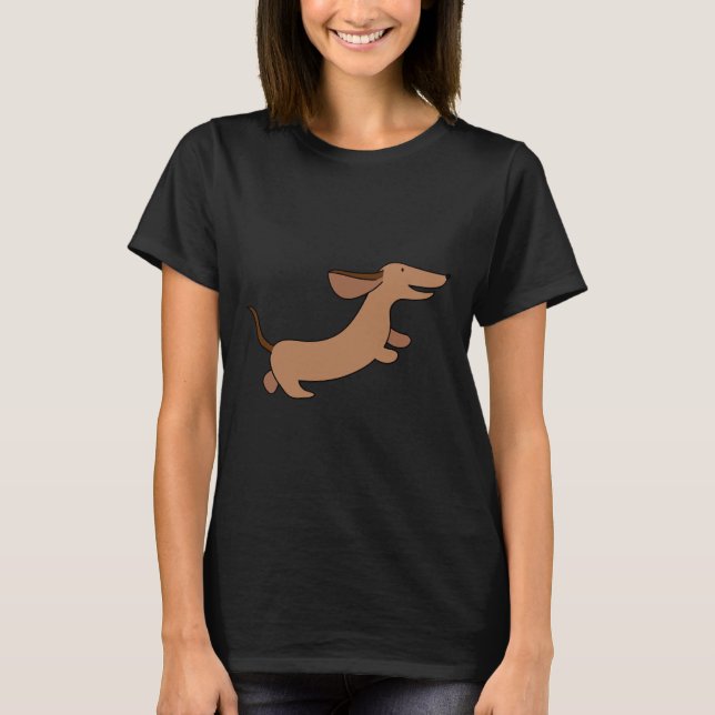 Köra Dachshund Sause Hund Illustrated T Shirt (Framsida)