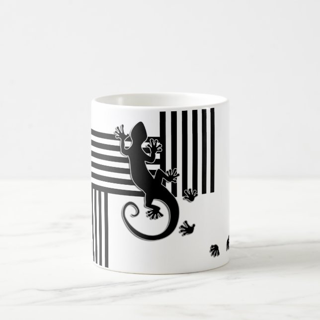 Köra Gecko - abstrakt för svartvit rand Kaffemugg (Center)