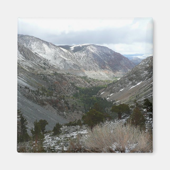 Köra genom Snowy-Sierran Nevada-bergen Magnet (Framsidan)