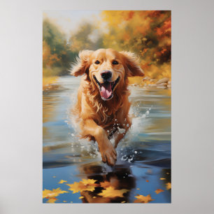 Köra Golden Retriever Poster