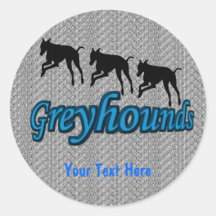 Köra Greyhound Silhouettes Hund Sticker Runt Klistermärke