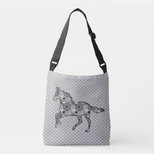 Köra häst Silhouette, Grått av blandat Silver Axelväska