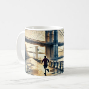 Köra i New York Brooklyn Bridge Kaffemugg