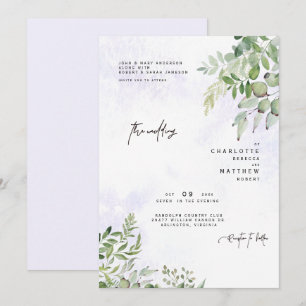 Köra inbjudan till Foliage Dreamy Lavender Bröllop