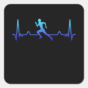Köra Jogger Fitness Heartslag Gift Fyrkantigt Klistermärke