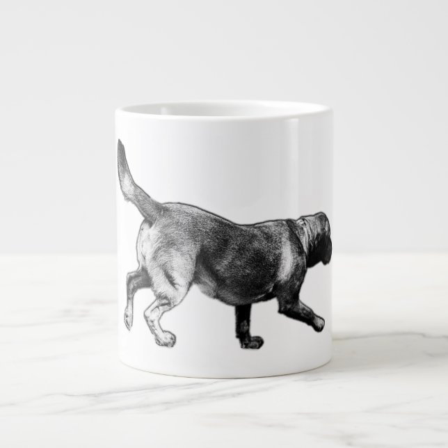 Köra Labrador Retriever Bläck Art Mugg Jumbo Mugg (Framsidan)