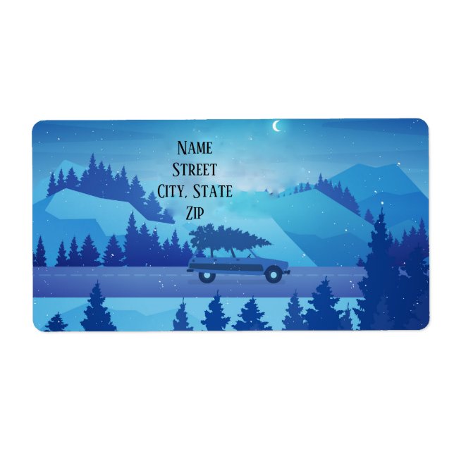 köra längs vägen med julgran fraktsedel (Framsidan)