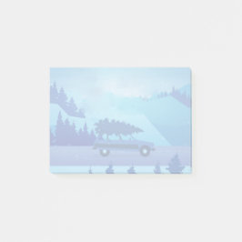 Köra längs vägen med julgran post-it block