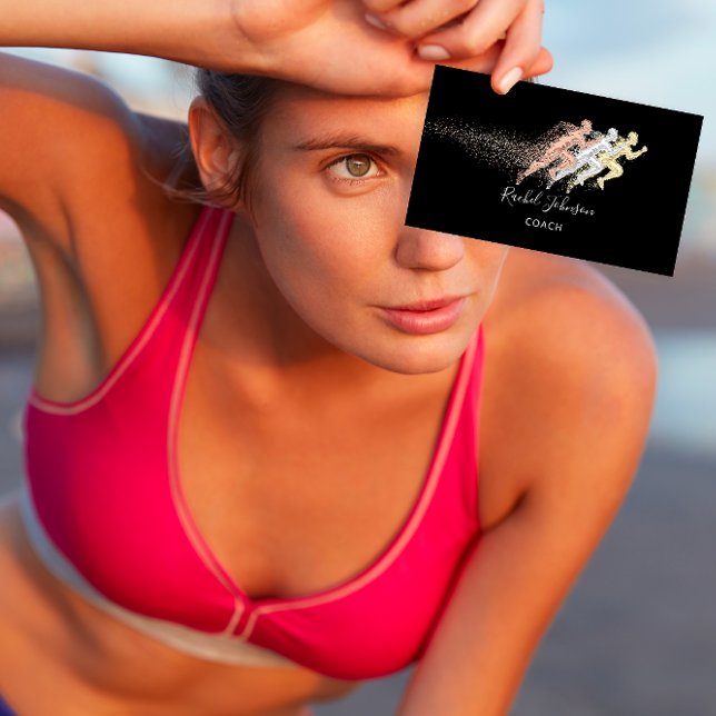 Köra Logotyp för Idrottsman av idrottskollegiet QR Visitkort (Running Sport Coach Athlete Logo Instructor QR Business Card)