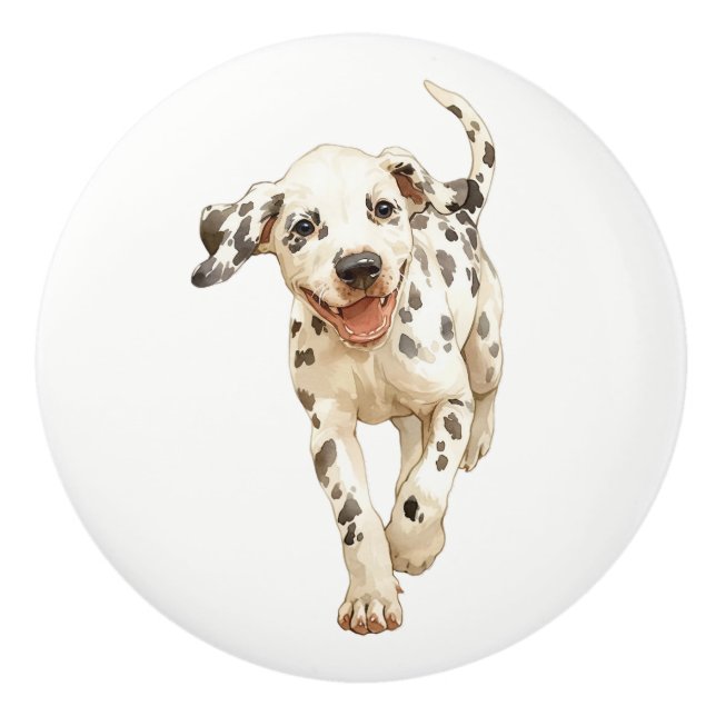 Köra Lycklig Hund #8 keramisk pull Knopp (Framsidan)