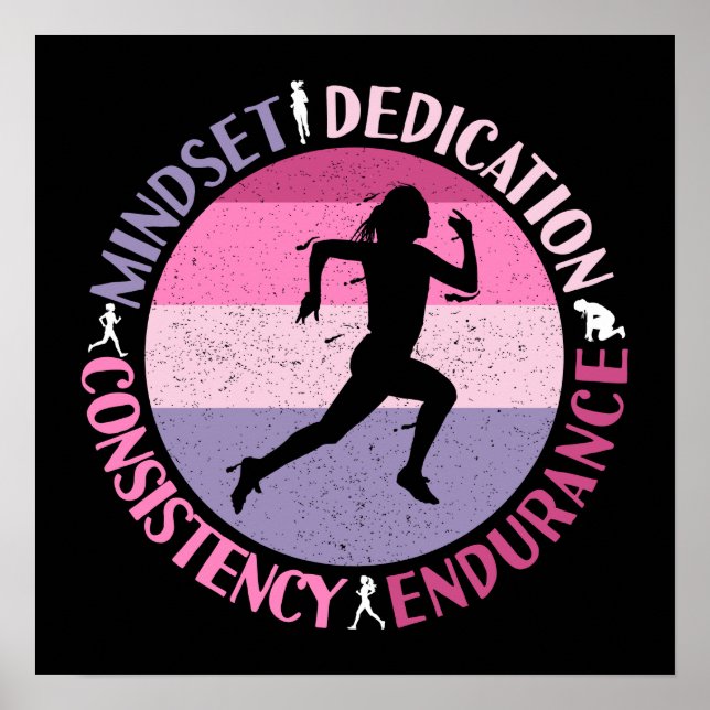 Köra Mindset - Girly Springer Endurance Quote Poster (Framsidan)