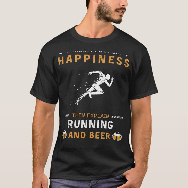 Köra och Beer Happity | Funny Running Älskare T Shirt (Framsida)