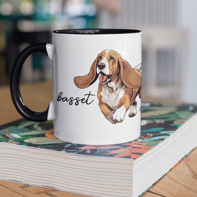 Köra och spela basset Hound Mugg (Basset Hound momma two toned coffee mug that you can customize.  For all basset lovers. )