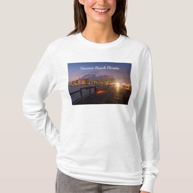 Köra på Navarre Beach Pier Långärmad Tshirt T Shirt (Framsida)