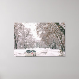 Köra på vinter canvastryck