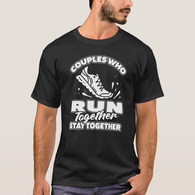 Köra par Joggare Joging Springa Springer T Shirt (Framsida)