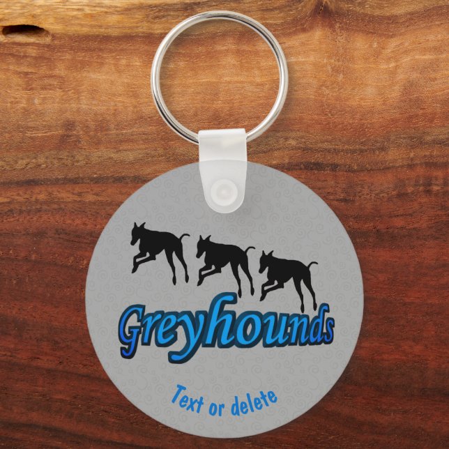 Köra Personligen Greyhound Hundar Nyckelring (Framsida)