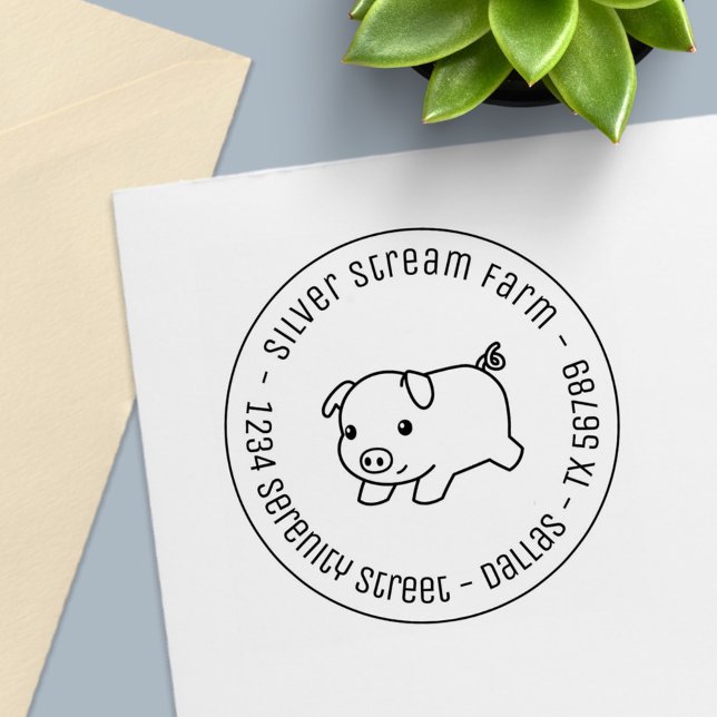 Köra Piglet Gris Business Adress 1 Självfärgande Stämpel (Skapare uppladdad)