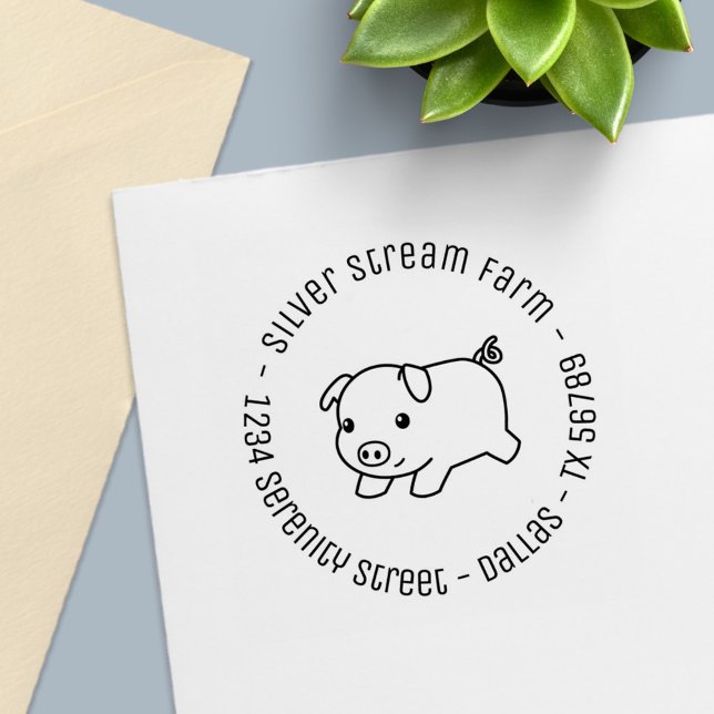 Köra Piglet Gris Business Adress 2 Självfärgande Stämpel (Skapare uppladdad)