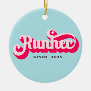 Köra Rosa Bold Retro Font Motivational Julgransprydnad Keramik