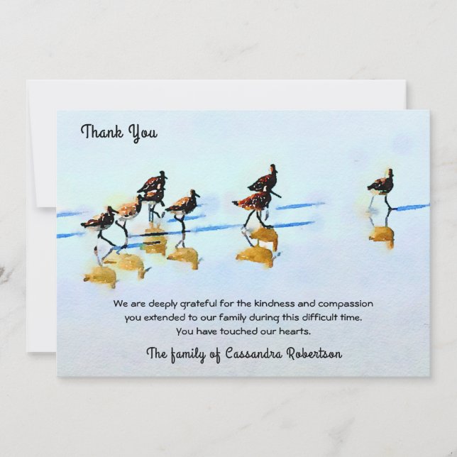 Köra Sandpipers på Hilton Head Beach Sympathy Meddelande (Framsida)